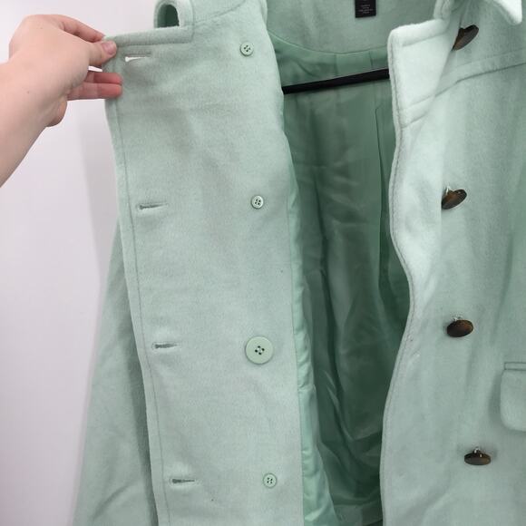 Halogen Atlantic-Pacific Double Breasted Wool Coat Jacket Solid Green SZ X-Large - Picture 9 of 11